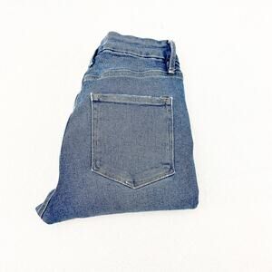 Good American Good Leg Blue 655 Vintage Wash Denim Jeans Raw Hem Size 28 / 6